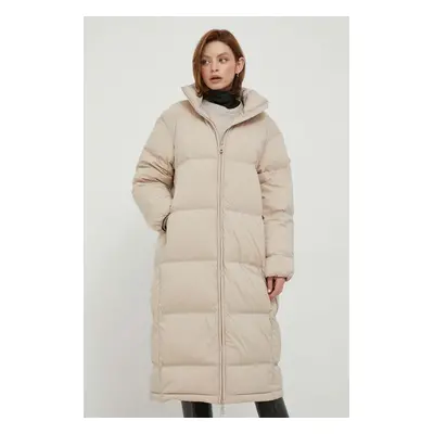 Péřová bunda Calvin Klein dámská, béžová barva, zimní, oversize