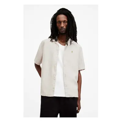 Košile AllSaints AUDLEY SS SHIRT pánská, zelená barva, relaxed, M016SA