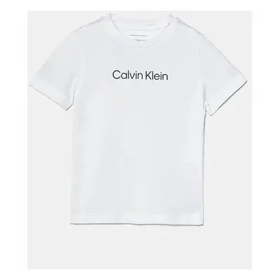 Dětské bavlněné tričko Calvin Klein Jeans bílá barva, s potiskem, IU0IU00682