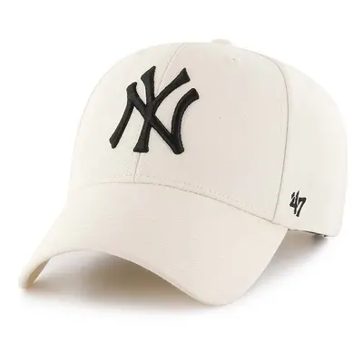 Čepice s vlněnou směsí 47brand MLB New York Yankees béžová barva, s aplikací, B-MVPSP17WBP-NT