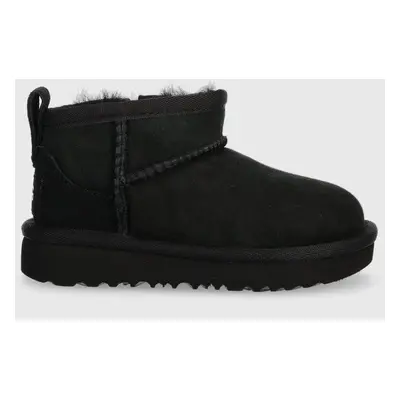 Dětské semišové sněhule UGG T CLASSIC ULTRA MINI černá barva