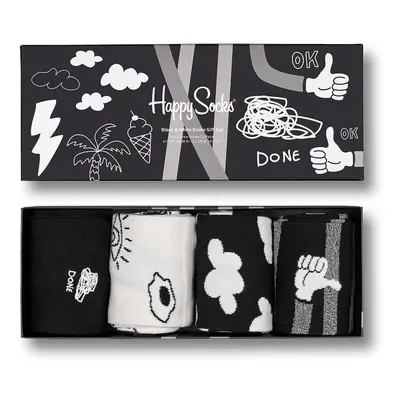 Ponožky Happy Socks Black And White (4-Pack) dámské