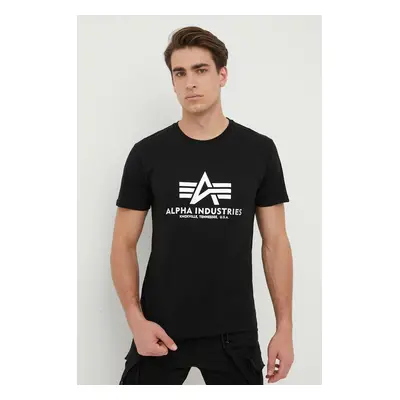 Bavlněné tričko Alpha Industries Basic T-Shirt Foil Print černá barva, s potiskem, 100501FP.530