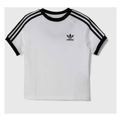 Dětské bavlněné tričko adidas Originals 3STRIPES TEE bílá barva, s aplikací, JE0515