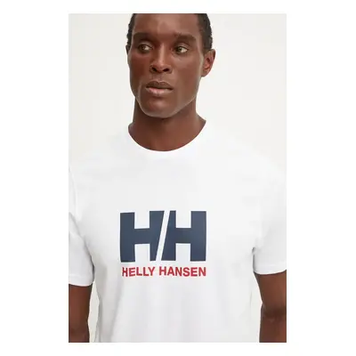 Bavlněné tričko Helly Hansen HH LOGO bílá barva, s potiskem, 30396