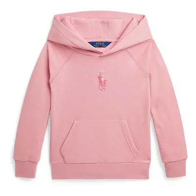 Dětská mikina Polo Ralph Lauren růžová barva, s kapucí, s aplikací, 312941120001