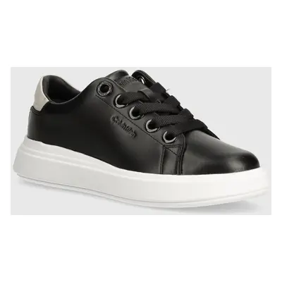 Kožené sneakers boty Calvin Klein CUPSOLE LACE UP LTH černá barva, HW0HW02085