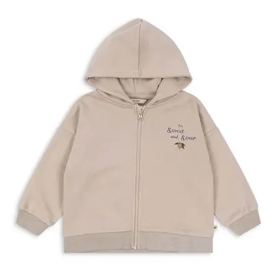 Dětská mikina Konges Sløjd LOU SWEAT HOOD OCS béžová barva, s kapucí, s potiskem, KS101566