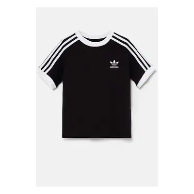 Dětské bavlněné tričko adidas Originals 3STRIPES TEE černá barva, s aplikací, IX7626