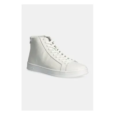 Kožené sneakers boty Calvin Klein HIGH TOP LACE UP bílá barva, HM0HM01547