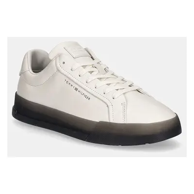 Kožené sneakers boty Tommy Hilfiger TH COURT BEST bílá barva, FM0FM05214