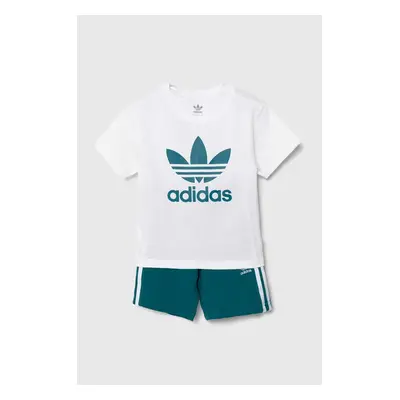 Dětská souprava adidas Originals SHORT TEE SET zelená barva, JE1610