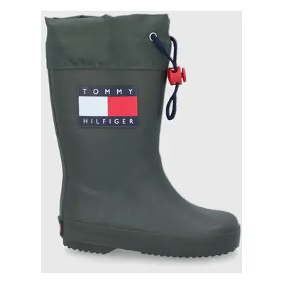 Dětské holínky Tommy Hilfiger zelená barva