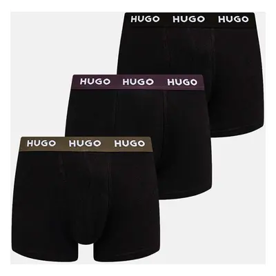 Boxerky HUGO 3-pack pánské, černá barva, 50517878