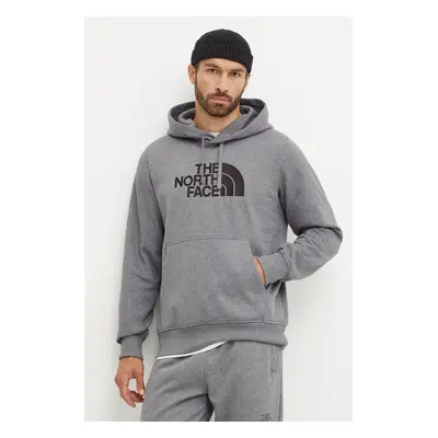 Mikina The North Face Drew Peak Pullover Hoodie pánská, šedá barva, s kapucí, s aplikací, NF0A89