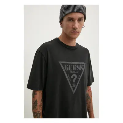 Bavlněné tričko Guess Originals černá barva, s potiskem, M4BI13 K8FQ4