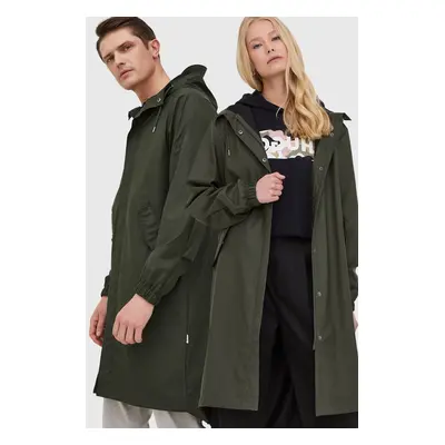 Nepromokavá bunda Rains 18140 Fishtail Parka zelená barva, přechodná