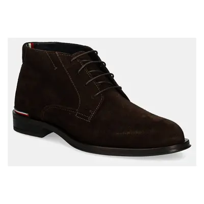 Semišové boty Tommy Hilfiger CORE RWB HILFIGER SUEDE L BOOT pánské, hnědá barva, FM0FM04805