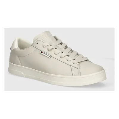 Kožené sneakers boty Tommy Jeans TJM LEATHER LOW CUPSOLE černá barva, EM0EM01374