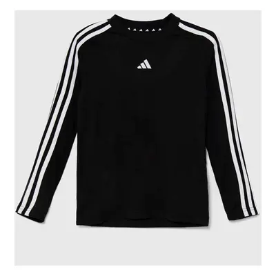 Dětské tričko s dlouhým rukávem adidas J TR-ES 3S LS černá barva, s potiskem, IW0846