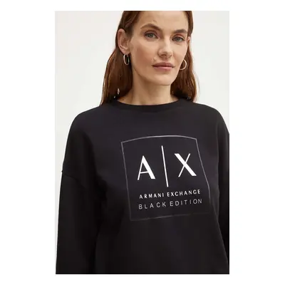 Mikina Armani Exchange dámská, černá barva, s potiskem, XW000006 AF10172