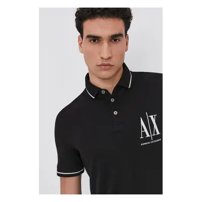 Polo tričko Armani Exchange pánské, černá barva, s aplikací