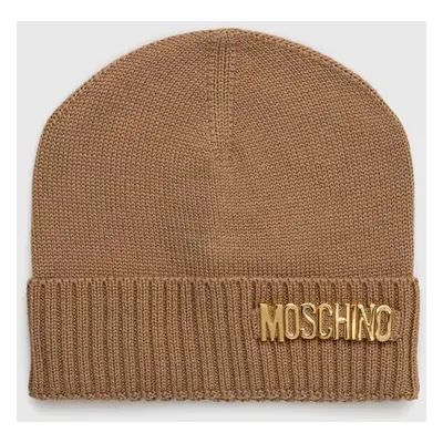 Vlněná čepice Moschino béžová barva