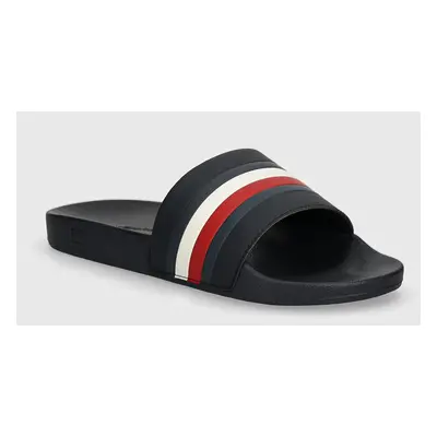 Pantofle Tommy Hilfiger HILFIGER POOL SLIDE pánské, tmavomodrá barva, FM0FM05233