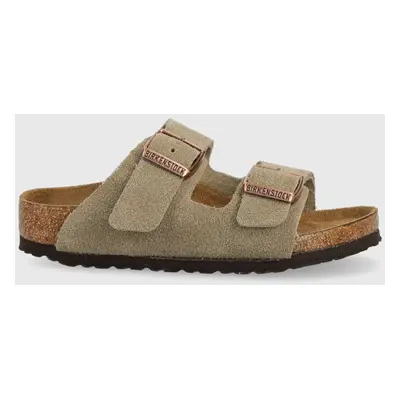 Dětské semišové pantofle Birkenstock béžová barva