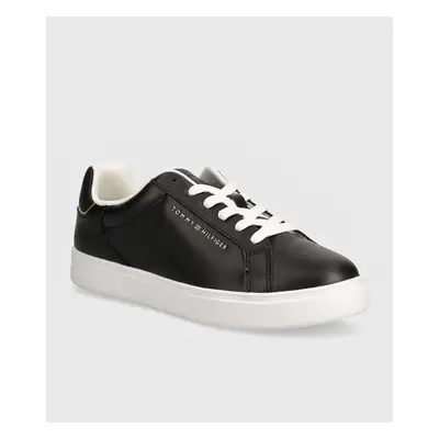 Kožené sneakers boty Tommy Hilfiger ESSENTIAL COURT SNEAKER černá barva, FW0FW08000