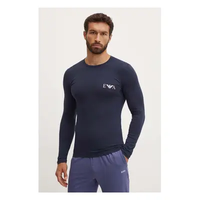 Tričko s dlouhým rukávem Emporio Armani Underwear tmavomodrá barva, s potiskem, 111023 4F715