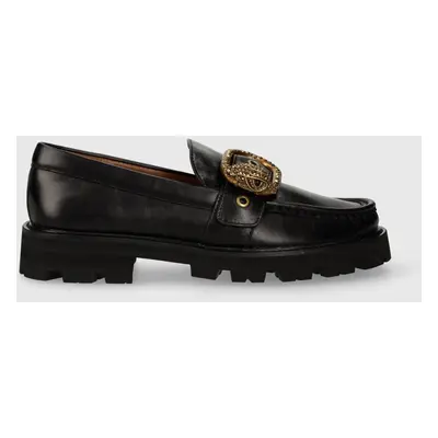 Kožené mokasíny Kurt Geiger London Mayfair Chunky dámské, černá barva, na platformě, 573000109