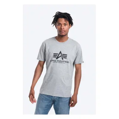 Bavlněné tričko Alpha Industries Basic T-Shirt šedá barva, s potiskem, 100501.17