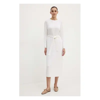 Vlněné šaty Max Mara Leisure bílá barva, midi, 2426326028600