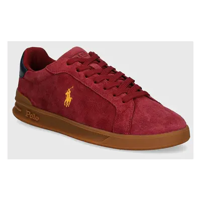 Semišové sneakers boty Polo Ralph Lauren Hrt Crt II vínová barva, 809940313003