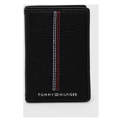 Kožená peněženka Tommy Hilfiger černá barva, AM0AM12659