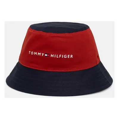 Dětský bavlněný klobouk Tommy Hilfiger červená barva, AU0AU01625