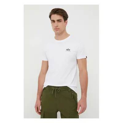 Bavlněné tričko Alpha Industries Basic T Small Logo bílá barva, s potiskem, 188505.09