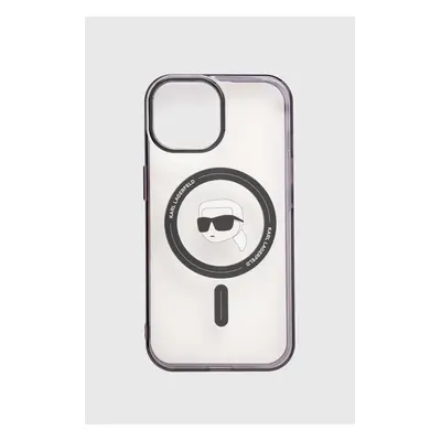 Obal na telefon Karl Lagerfeld iPhone 15 6.1 pruhledná barva