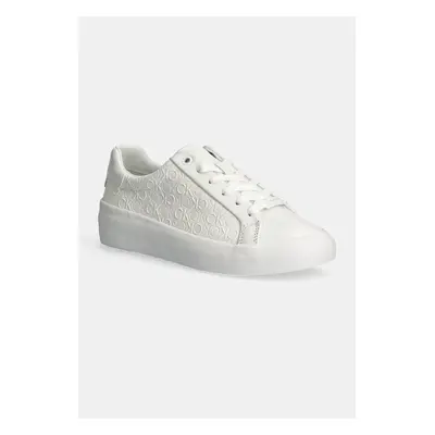 Sneakers boty Calvin Klein VULC LACE UP MONO MIX bílá barva, HW0HW02212