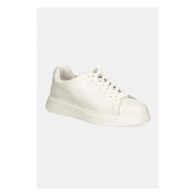 Kožené sneakers boty BOSS Bulton bílá barva, 50529543