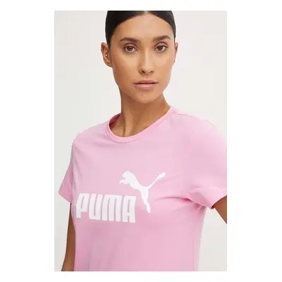 Dětské bavlněné tričko Puma růžová barva