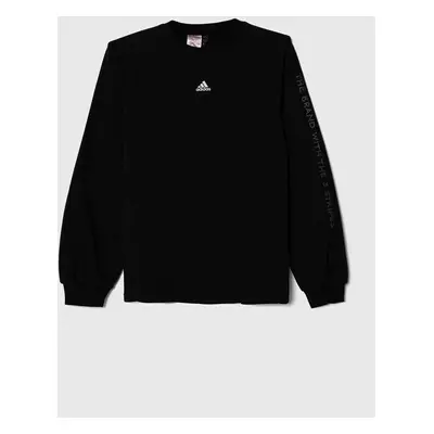 Dětská mikina adidas JGAM CREW černá barva, s potiskem, IV7045