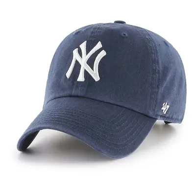 Bavlněná baseballová čepice 47 brand MLB New York Yankees tmavomodrá barva, s aplikací, B-RGW17G