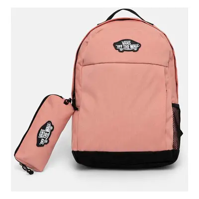 Dětský batoh Vans VANS SKOOL BACKPACK růžová barva, velký, s aplikací, VN0A5FOKD471