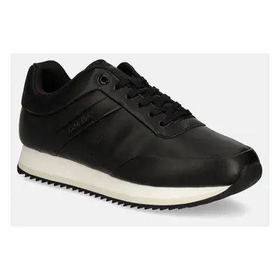 Kožené sneakers boty Calvin Klein RUNNER LACE UP LTH černá barva, HW0HW02216