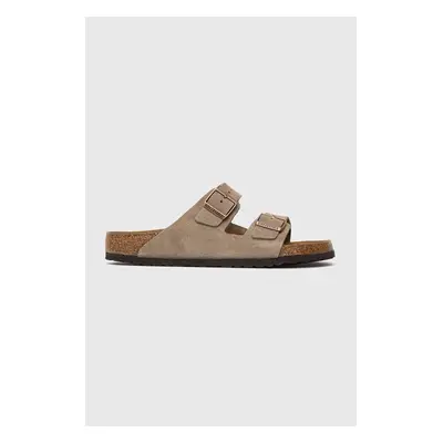 Semišové pantofle Birkenstock Arizona pánské, béžová barva, 51461