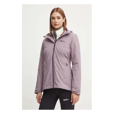 Outdoorová bunda Jack Wolfskin Moonrise 3in1 fialová barva