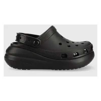 Pantofle Crocs Classic Crush Clog dámské, černá barva, na platformě, 207521