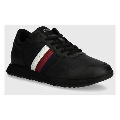 Kožené sneakers boty Tommy Hilfiger RUNNER EVO LTH MIX ESS černá barva, FM0FM05121